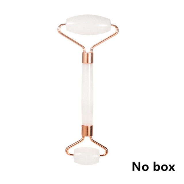Rose Quartz Roller Facial Massager Powder Crystal Roller Jade Roller Scraper Mask Brush Three-piece Beauty Face-lifting Tool