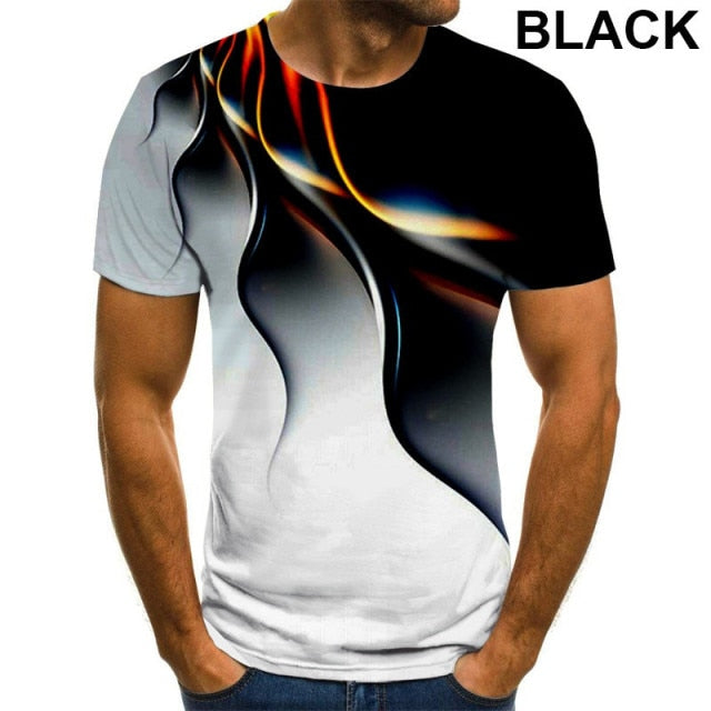 Men 3D Printed T-Shirt Personality Lightning T Shirt Short Sleeve Casual T Shirt 2021 New Summer Fashion T-Shirt