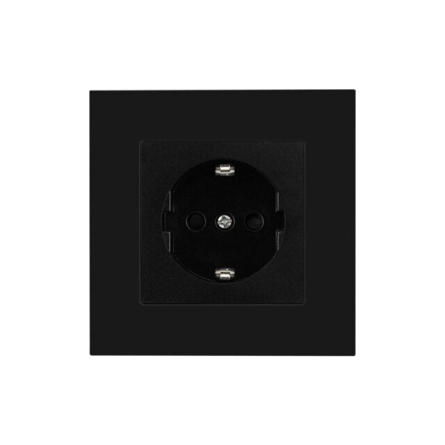 USB Plug Socket EU Standard Power Socket Double Wall Usb Socket Charger AC110V-250V 16A Crystal Glass Panel/Plastic Panel