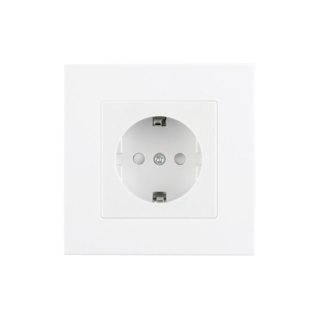 USB Plug Socket EU Standard Power Socket Double Wall Usb Socket Charger AC110V-250V 16A Crystal Glass Panel/Plastic Panel