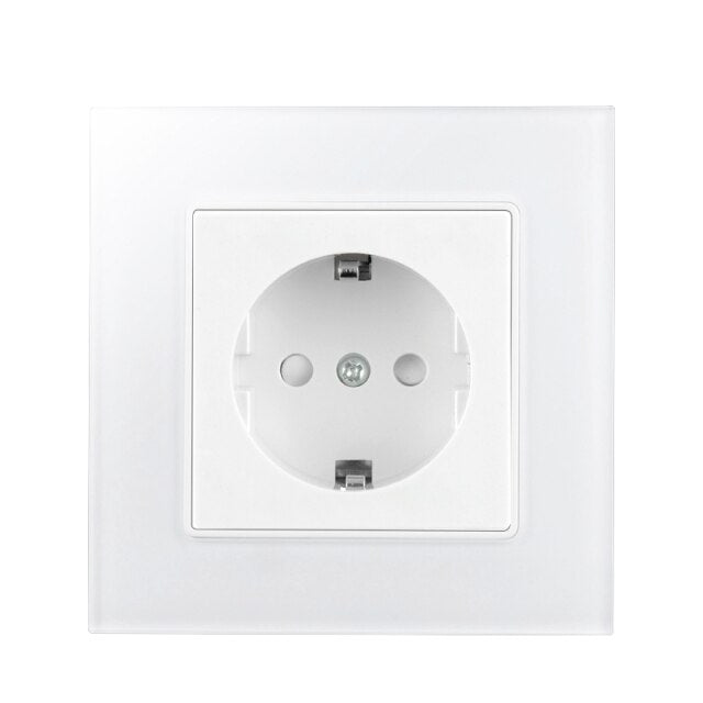 USB Plug Socket EU Standard Power Socket Double Wall Usb Socket Charger AC110V-250V 16A Crystal Glass Panel/Plastic Panel