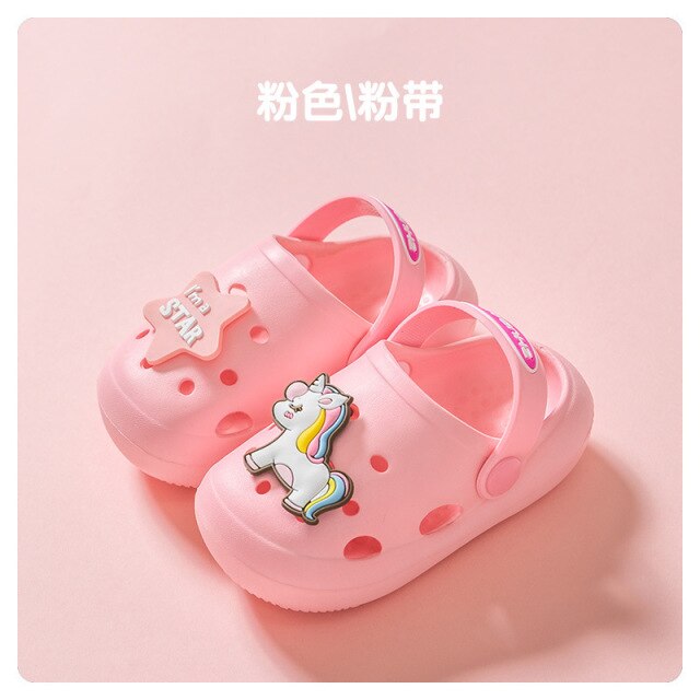 0-5Y Kids Mules & Clogs Summer Boys Girls Sandals Soft Flat Heel Cartoon Non-Slip Beach Slippers Children Garden Shoes C14