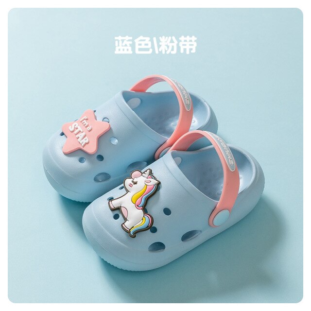 0-5Y Kids Mules & Clogs Summer Boys Girls Sandals Soft Flat Heel Cartoon Non-Slip Beach Slippers Children Garden Shoes C14