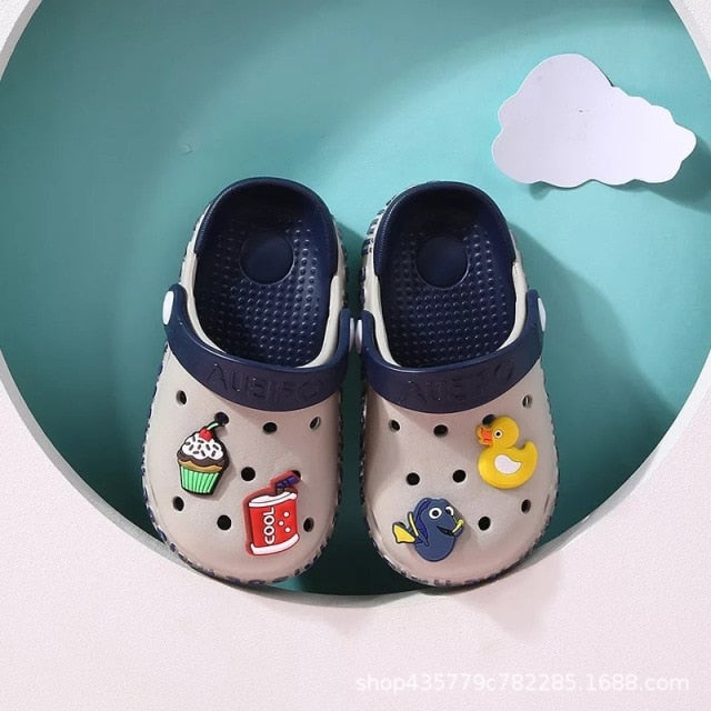 0-6y Kids Mules & Clogs Summer Boys Girls Sandals Flat Heel Cartoon Non-Slip Soft Beach Slippers Children Garden Shoes C12