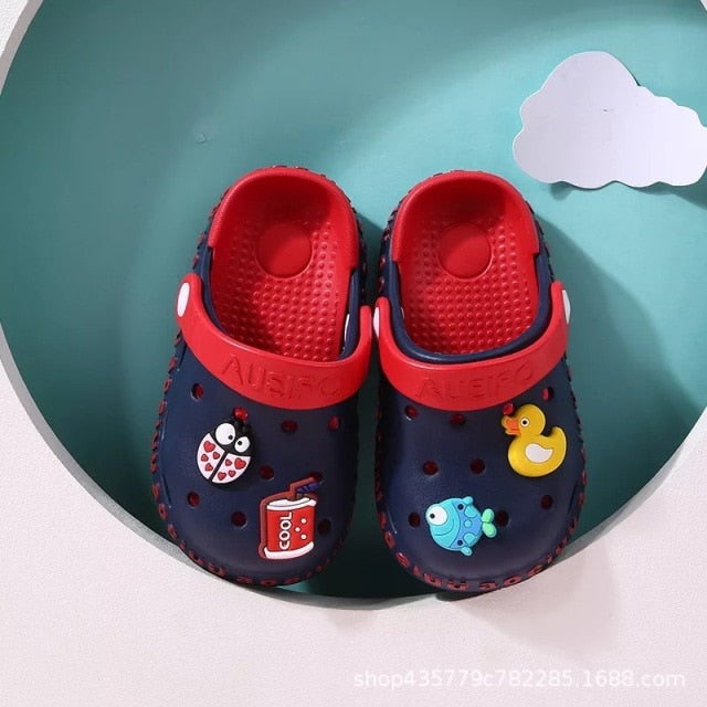 0-6y Kids Mules & Clogs Summer Boys Girls Sandals Flat Heel Cartoon Non-Slip Soft Beach Slippers Children Garden Shoes C12
