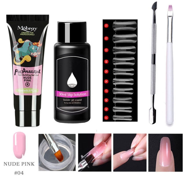Lghzlink Manicure Set for Nail Poly uv gel Kit Builder Gel Nail Brush Soak off Quick Building Finger Extension Camouflage Nails
