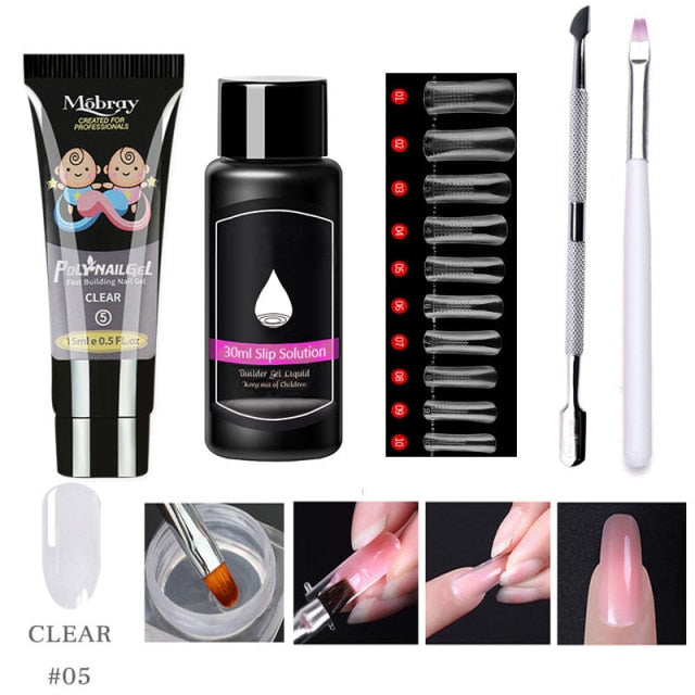 Lghzlink Manicure Set for Nail Poly uv gel Kit Builder Gel Nail Brush Soak off Quick Building Finger Extension Camouflage Nails