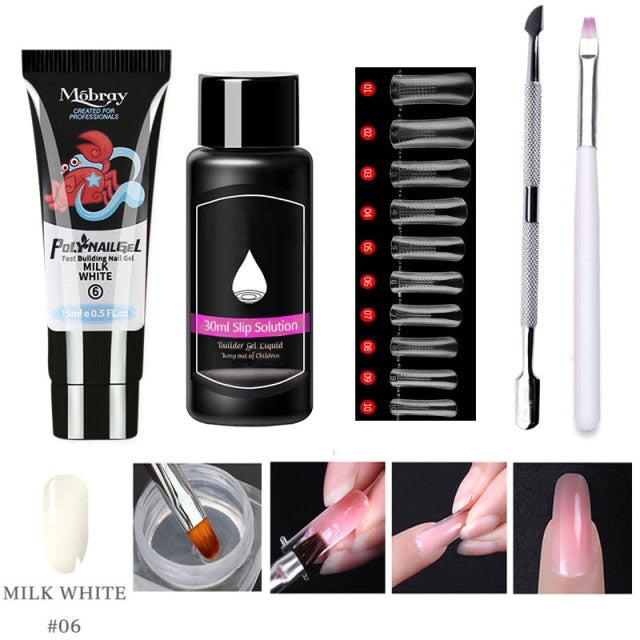 Lghzlink Manicure Set for Nail Poly uv gel Kit Builder Gel Nail Brush Soak off Quick Building Finger Extension Camouflage Nails