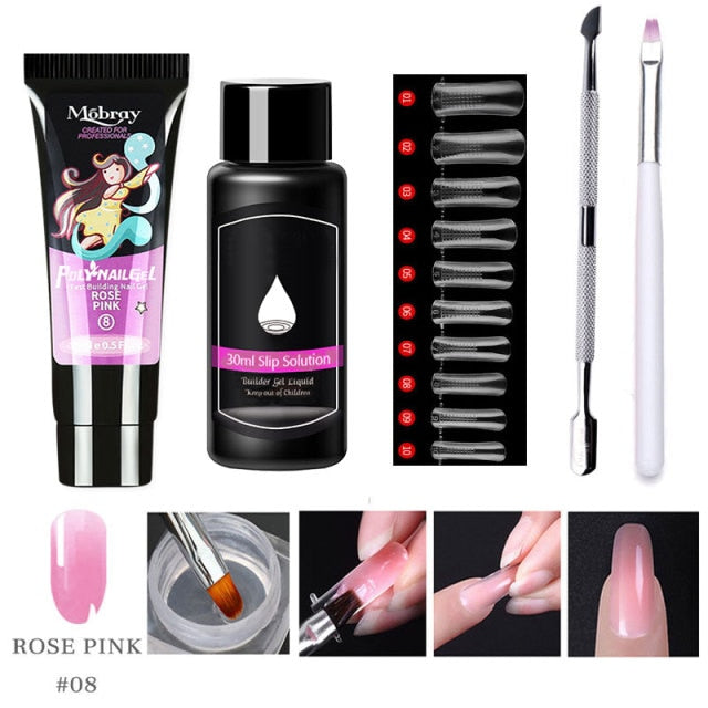 Lghzlink Manicure Set for Nail Poly uv gel Kit Builder Gel Nail Brush Soak off Quick Building Finger Extension Camouflage Nails