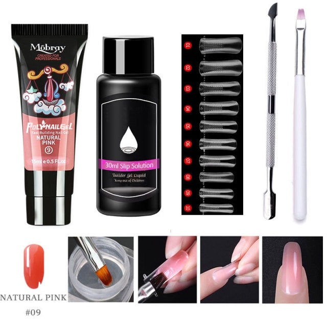 Lghzlink Manicure Set for Nail Poly uv gel Kit Builder Gel Nail Brush Soak off Quick Building Finger Extension Camouflage Nails