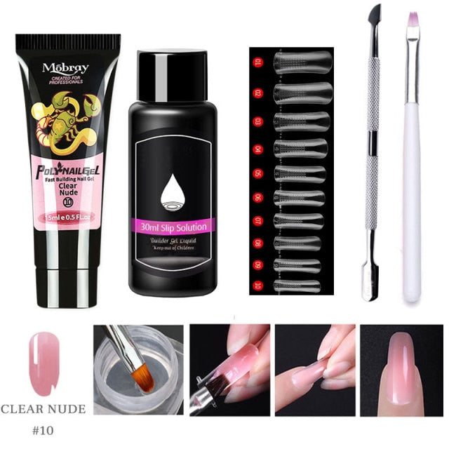 Lghzlink Manicure Set for Nail Poly uv gel Kit Builder Gel Nail Brush Soak off Quick Building Finger Extension Camouflage Nails