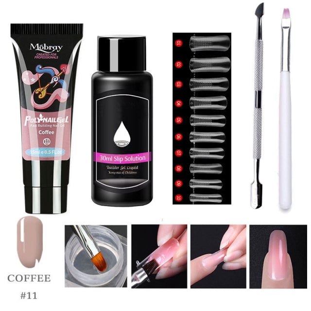 Lghzlink Manicure Set for Nail Poly uv gel Kit Builder Gel Nail Brush Soak off Quick Building Finger Extension Camouflage Nails