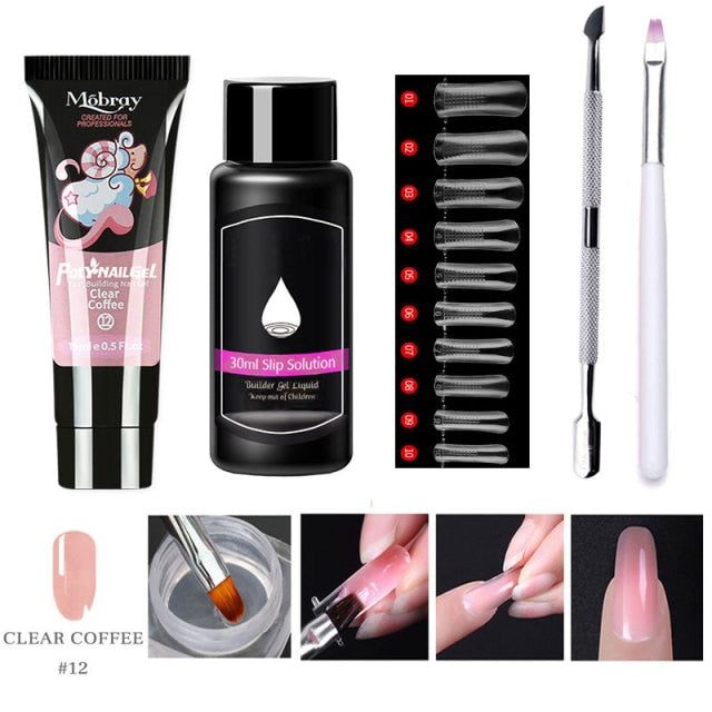 Lghzlink Manicure Set for Nail Poly uv gel Kit Builder Gel Nail Brush Soak off Quick Building Finger Extension Camouflage Nails