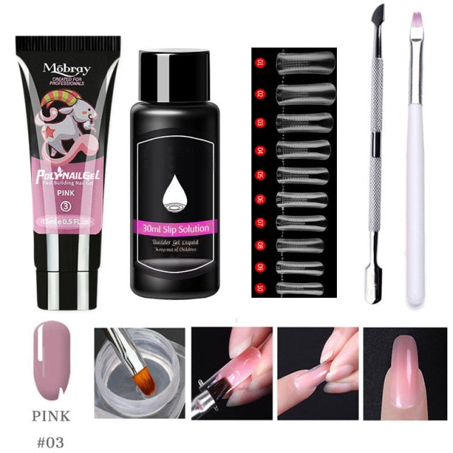 Lghzlink Manicure Set for Nail Poly uv gel Kit Builder Gel Nail Brush Soak off Quick Building Finger Extension Camouflage Nails