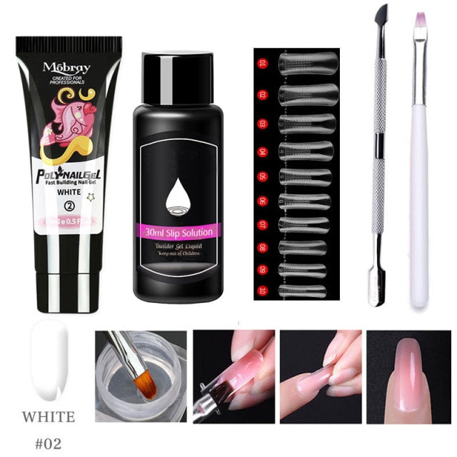Lghzlink Manicure Set for Nail Poly uv gel Kit Builder Gel Nail Brush Soak off Quick Building Finger Extension Camouflage Nails