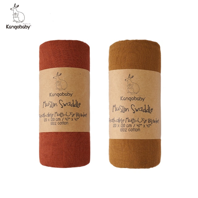 2 pieces/pack Kangobaby muslin baby swaddle Blanket Newborn Baby Bath Towel Swaddle Blankets Multi Designs Functions Baby Wrap