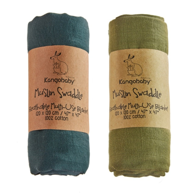 2 pieces/pack Kangobaby muslin baby swaddle Blanket Newborn Baby Bath Towel Swaddle Blankets Multi Designs Functions Baby Wrap