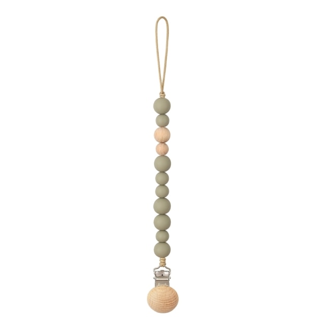 Baby Pacifier Clips Silicone Beads Wooden Ring Pacifier Chain Infant Nipple Appease Soother Chain Clips Dummy Holder Nipple Clip