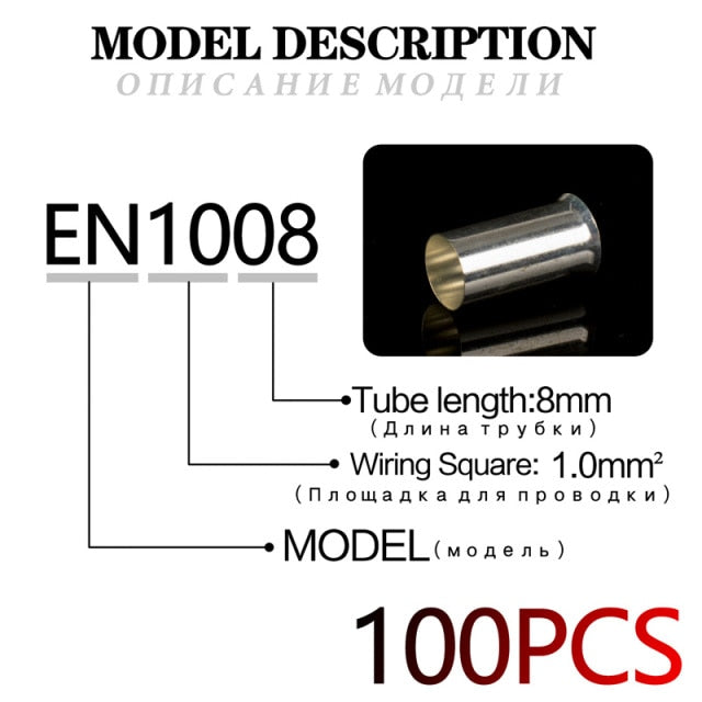 100PCS 0.5mm2-16mm2 22-10 AWG Non-Insulated Wire Connector Ferrules Electrical Cable Terminal Copper Bare Tinned Crimp Terminal