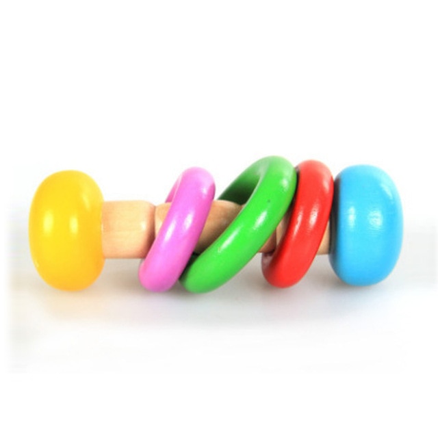 ASWJ Kids Montessori Wooden Toys Rainbow Block Kid Learning Toy Baby Music Rattles Graphic Colorful Wooden Block Educational Toy