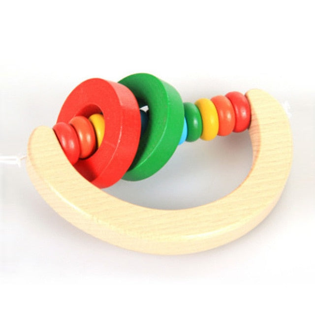 ASWJ Kids Montessori Wooden Toys Rainbow Block Kid Learning Toy Baby Music Rattles Graphic Colorful Wooden Block Educational Toy