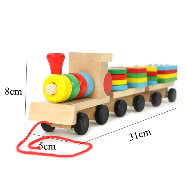ASWJ Kids Montessori Wooden Toys Rainbow Block Kid Learning Toy Baby Music Rattles Graphic Colorful Wooden Block Educational Toy