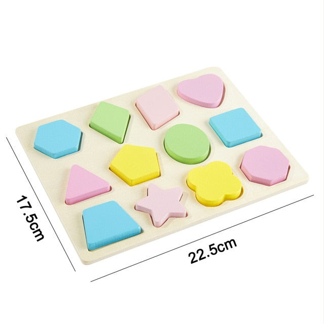 ASWJ Kids Montessori Wooden Toys Rainbow Block Kid Learning Toy Baby Music Rattles Graphic Colorful Wooden Block Educational Toy