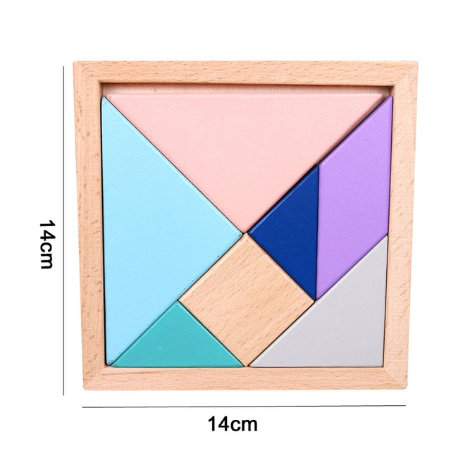 ASWJ Kids Montessori Wooden Toys Rainbow Block Kid Learning Toy Baby Music Rattles Graphic Colorful Wooden Block Educational Toy