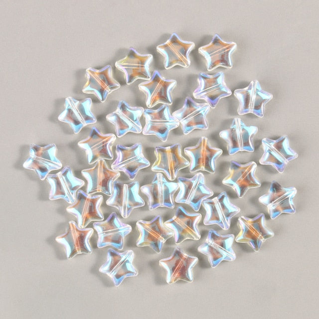 20PC/lot 8mm AB Color Star Beads Czech Glass Loose Spacer Beads for Jewelry Making Hairpin Handmade Diy Accessories