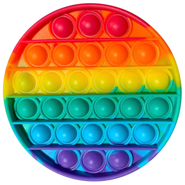 Rainbow Push Pop Fidget Toy Anxiety Relieve Stress Bubble Sensory Autism Reliever Special Needs Popper Relief