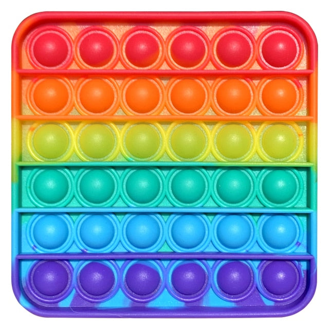 Rainbow Push Pop Fidget Toy Anxiety Relieve Stress Bubble Sensory Autism Reliever Special Needs Popper Relief