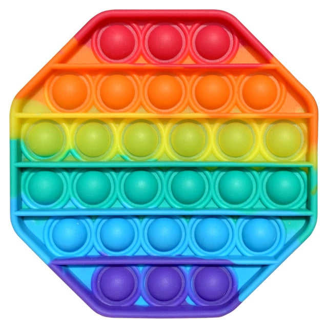 Rainbow Push Pop Fidget Toy Anxiety Relieve Stress Bubble Sensory Autism Reliever Special Needs Popper Relief