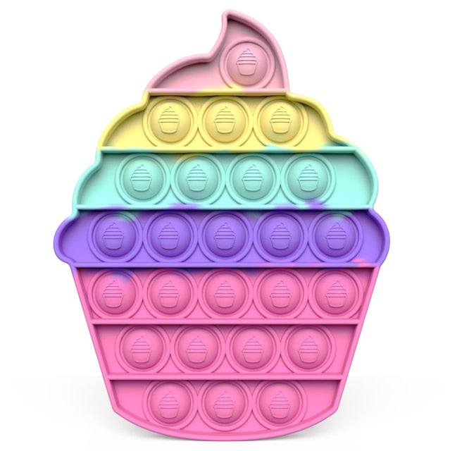 Rainbow Push Pop Fidget Toy Anxiety Relieve Stress Bubble Sensory Autism Reliever Special Needs Popper Relief