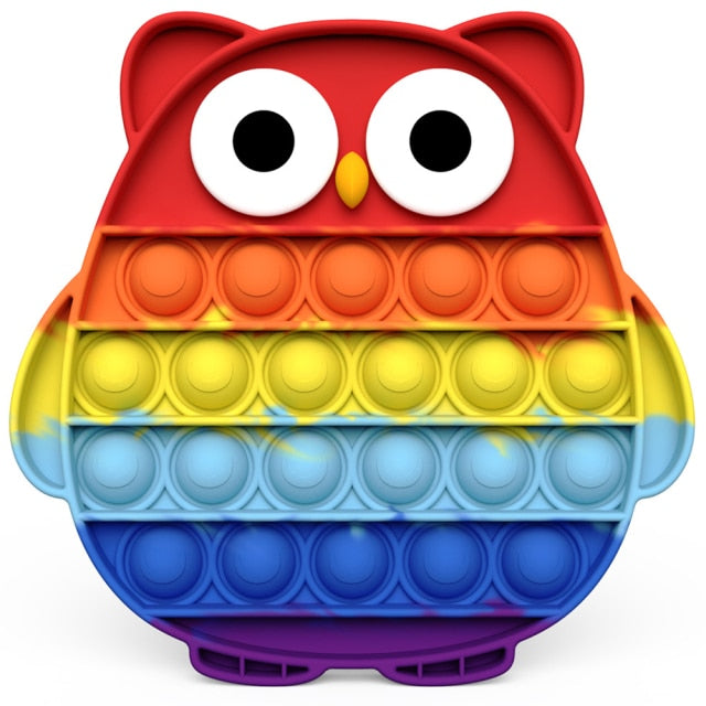 Rainbow Push Pop Fidget Toy Anxiety Relieve Stress Bubble Sensory Autism Reliever Special Needs Popper Relief