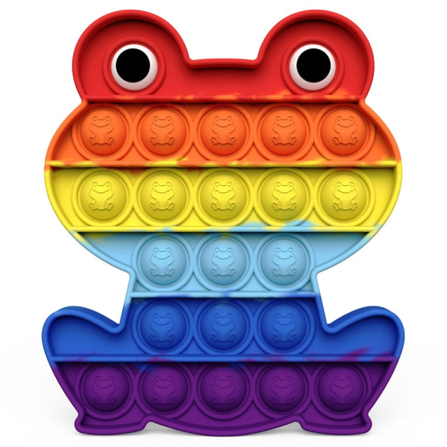 Rainbow Push Pop Fidget Toy Anxiety Relieve Stress Bubble Sensory Autism Reliever Special Needs Popper Relief