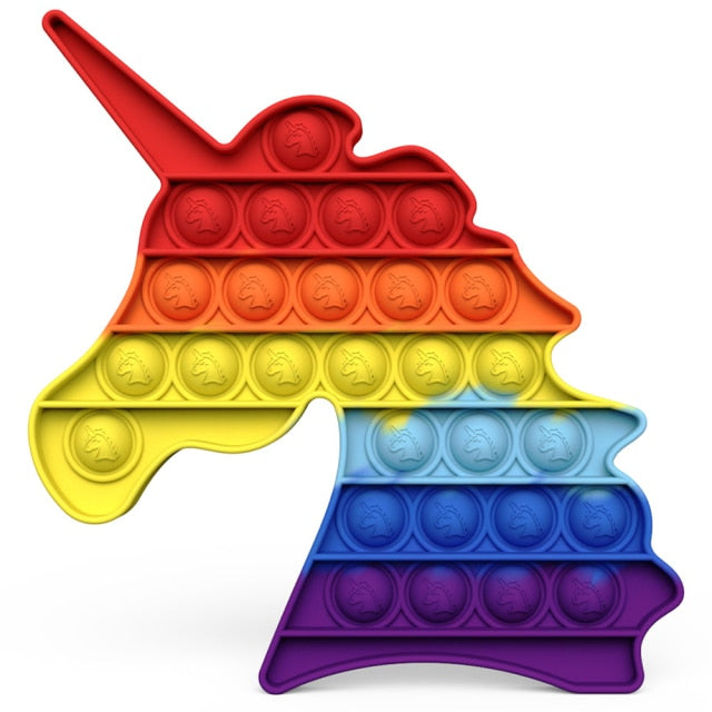 Rainbow Push Pop Fidget Toy Anxiety Relieve Stress Bubble Sensory Autism Reliever Special Needs Popper Relief