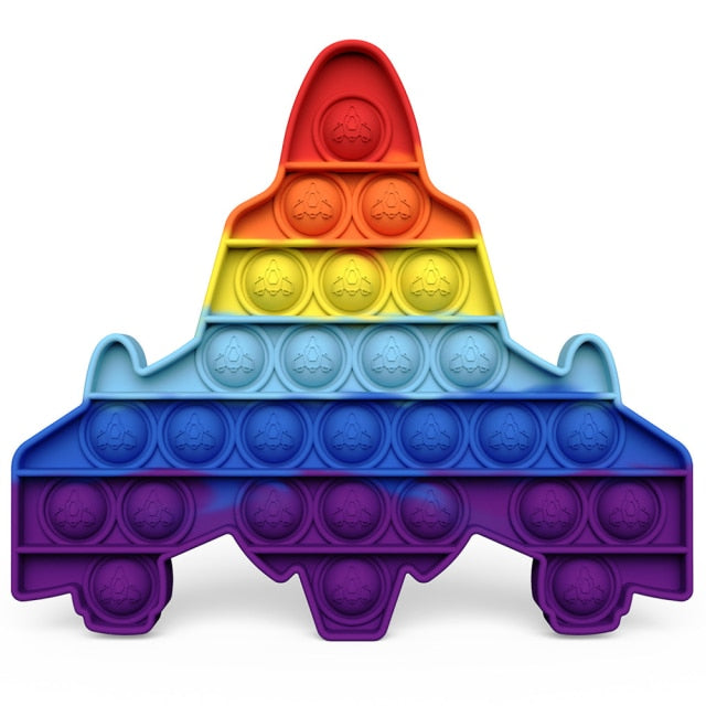 Rainbow Push Pop Fidget Toy Anxiety Relieve Stress Bubble Sensory Autism Reliever Special Needs Popper Relief