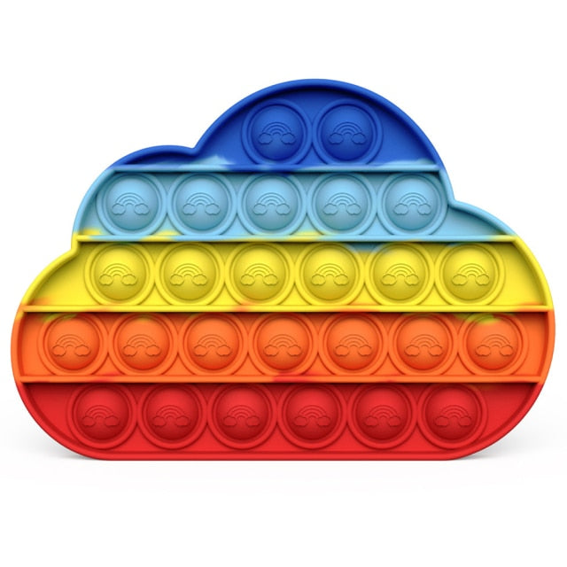 Rainbow Push Pop Fidget Toy Anxiety Relieve Stress Bubble Sensory Autism Reliever Special Needs Popper Relief