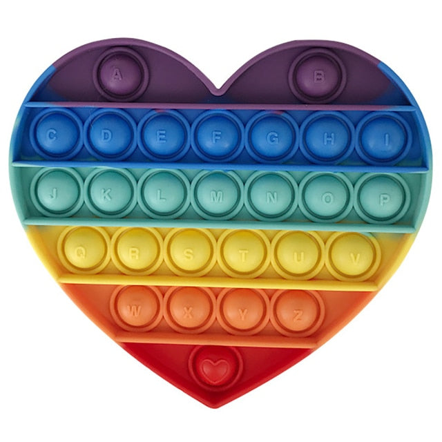 Rainbow Push Pop Fidget Toy Anxiety Relieve Stress Bubble Sensory Autism Reliever Special Needs Popper Relief