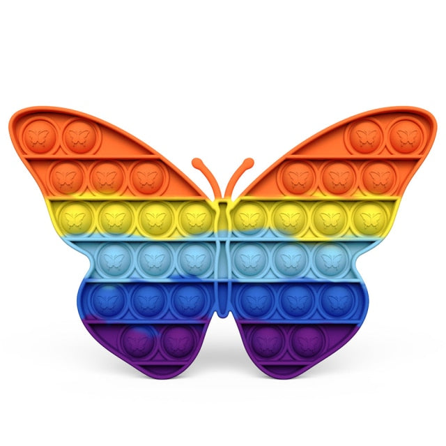 Rainbow Push Pop Fidget Toy Anxiety Relieve Stress Bubble Sensory Autism Reliever Special Needs Popper Relief