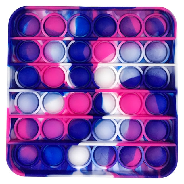 Rainbow Push Pop Fidget Toy Anxiety Relieve Stress Bubble Sensory Autism Reliever Special Needs Popper Relief