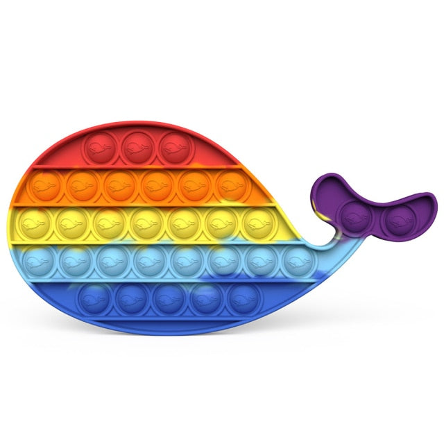Rainbow Push Pop Fidget Toy Anxiety Relieve Stress Bubble Sensory Autism Reliever Special Needs Popper Relief