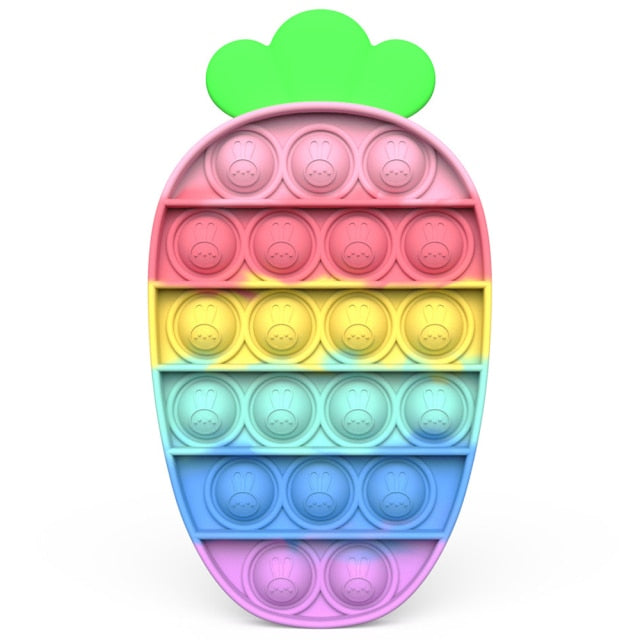 Rainbow Push Pop Fidget Toy Anxiety Relieve Stress Bubble Sensory Autism Reliever Special Needs Popper Relief