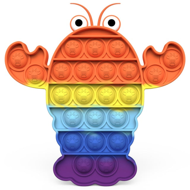 Rainbow Push Pop Fidget Toy Anxiety Relieve Stress Bubble Sensory Autism Reliever Special Needs Popper Relief