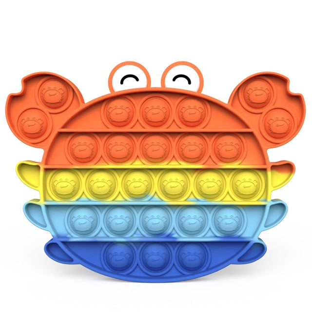 Rainbow Push Pop Fidget Toy Anxiety Relieve Stress Bubble Sensory Autism Reliever Special Needs Popper Relief