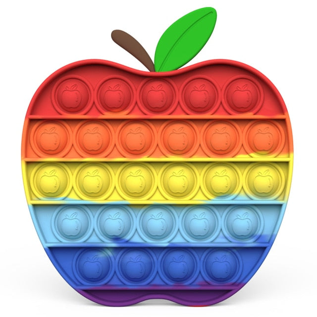 Rainbow Push Pop Fidget Toy Anxiety Relieve Stress Bubble Sensory Autism Reliever Special Needs Popper Relief