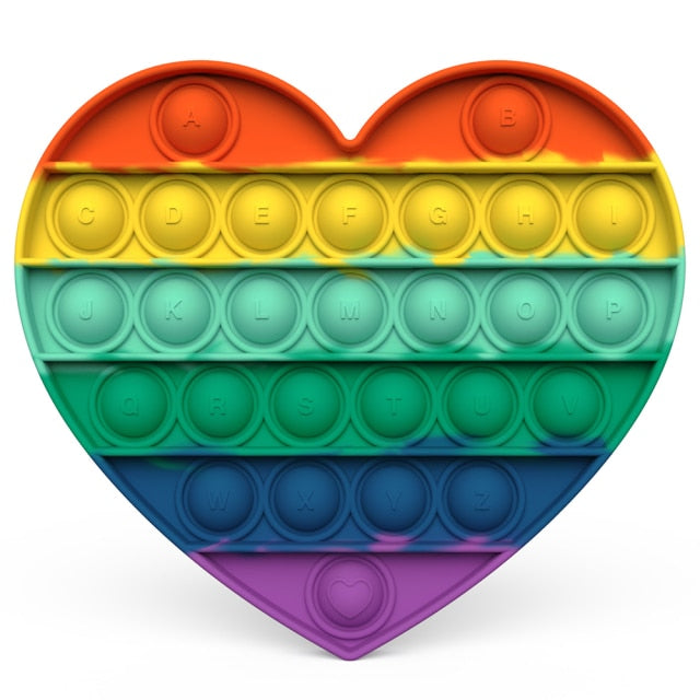 Rainbow Push Pop Fidget Toy Anxiety Relieve Stress Bubble Sensory Autism Reliever Special Needs Popper Relief