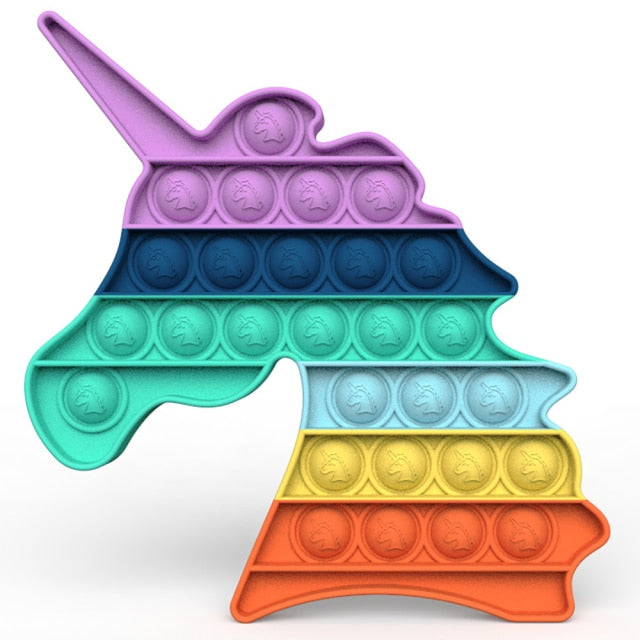 Rainbow Push Pop Fidget Toy Anxiety Relieve Stress Bubble Sensory Autism Reliever Special Needs Popper Relief