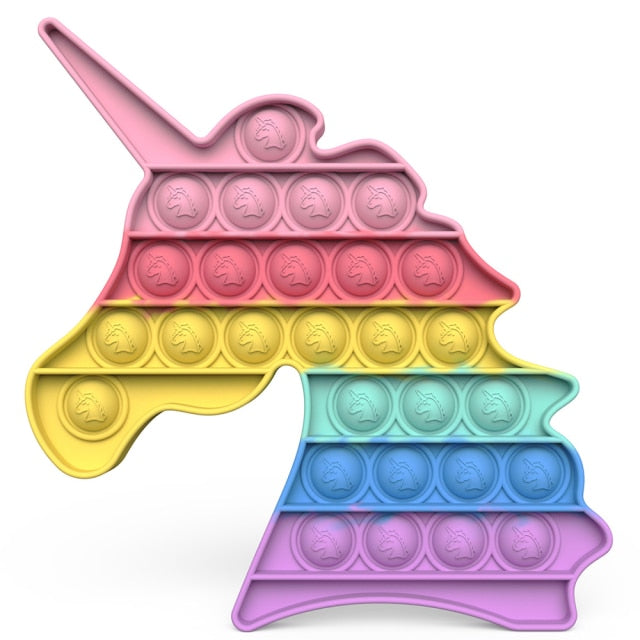 Rainbow Push Pop Fidget Toy Anxiety Relieve Stress Bubble Sensory Autism Reliever Special Needs Popper Relief