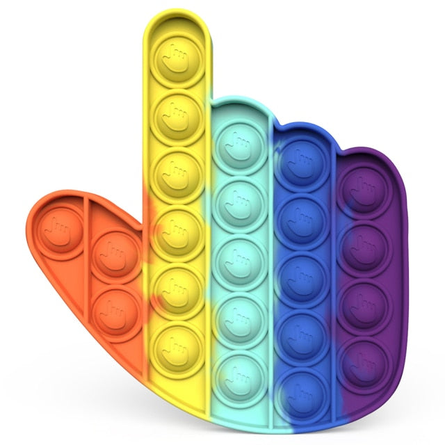 Rainbow Push Pop Fidget Toy Anxiety Relieve Stress Bubble Sensory Autism Reliever Special Needs Popper Relief